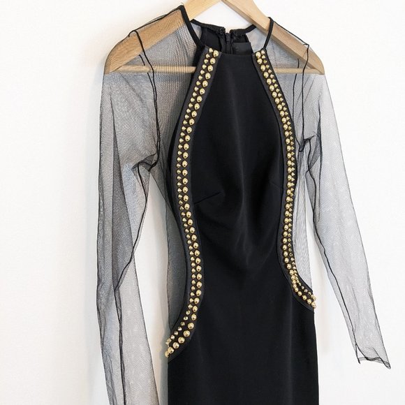 Philipp Plein Couture Limited Edition Black Dress Mesh Studs Leather - Picture 7 of 15